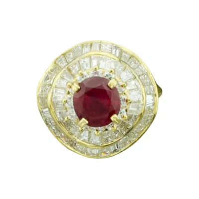 Pre-owned Terrell And Zimmelman Mid-century Bill Bates For Terrell & Zimmelman Ruby And Diamond Ballerina Ring In Multi