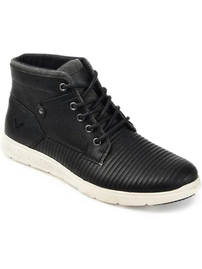 Territory Axel Mens Leather Lifestyle Casual And Fashion Sneakers In Black