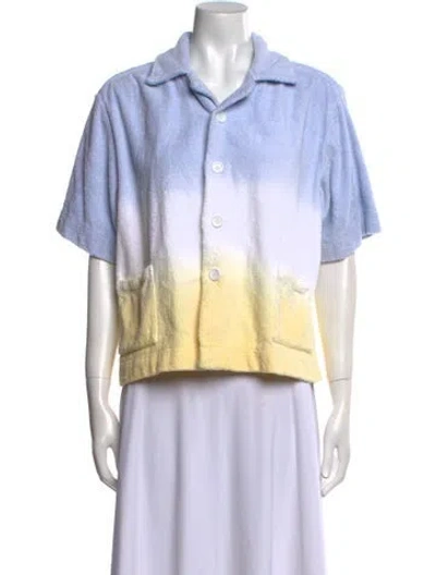 Pre-owned Terry Colorblock Pattern Short Sleeve Sweatshirt In White