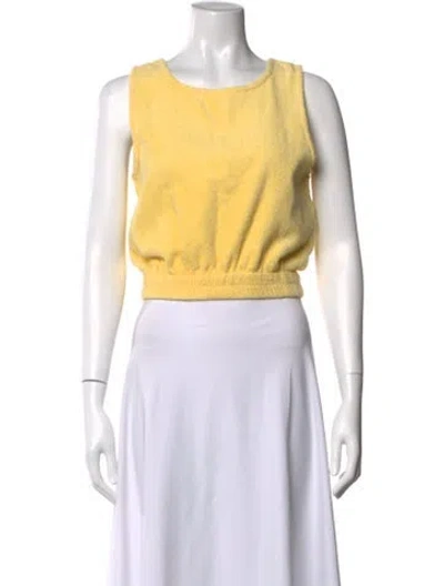 Pre-owned Terry Crew Neck Sleeveless Crop Top In Yellow