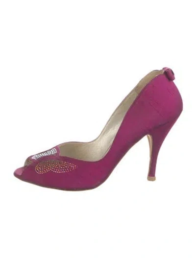 Pre-owned Terry De Havilland Vintage Silk Pumps In Purple