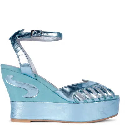 Terry De Havilland Women's Blue Margaux Mid Azure Wedge Heels