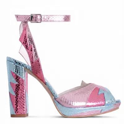 Terry De Havilland Women's Blue / Silver / Pink Zia Mid Pink Blue Platform Heels
