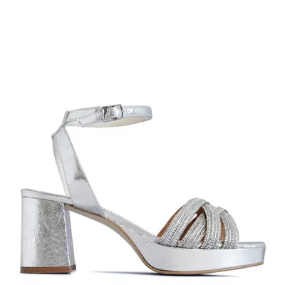 Terry De Havilland Women's Ellie Silver Crystal Block Heel In White