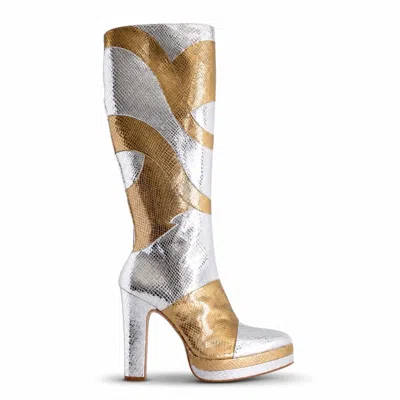 Terry De Havilland Women's Gold / Silver River Gold Silver Platform Boots