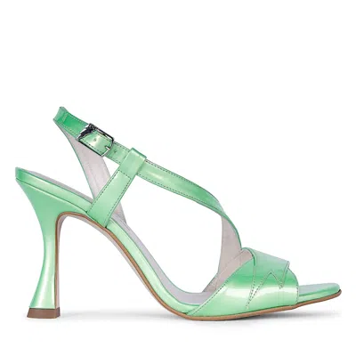 Terry De Havilland Women's Green Bianca Gloss Lime Flared Sandal Heels