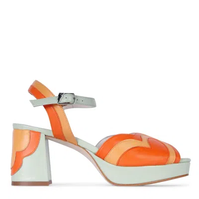 Terry De Havilland Women's Green / Orange Esme Summer Green Orange Block Heels