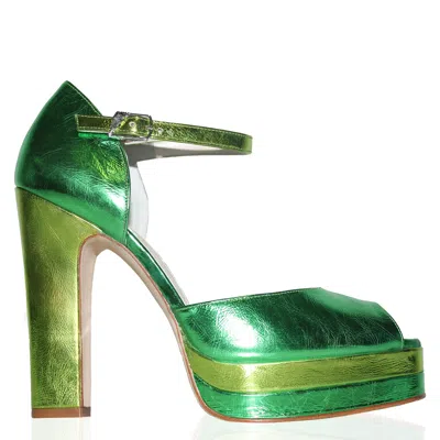 Terry De Havilland Women's Lena Vintage Green Platform Block Heel