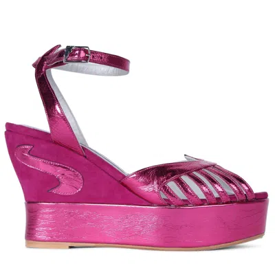Terry De Havilland Women's Margaux Mid Hot Pink Platform Wedge Heels