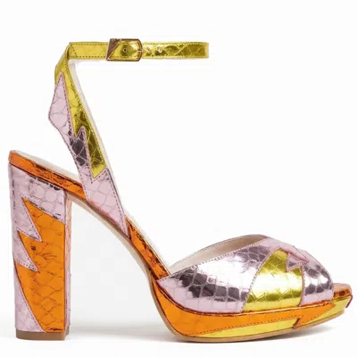 Terry De Havilland Women's Orange / Pink / Yellow Zia Mid Sunrise Platform Heels In Multi