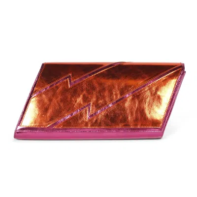 Terry De Havilland Women's Pink / Purple / Yellow Mia Clutch Bag Metallic Pink & Orange