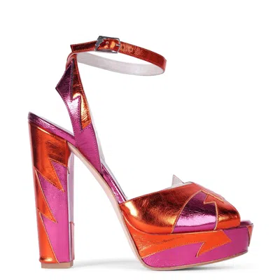 Terry De Havilland Women's Pink / Purple / Yellow Zia Orange Pink Platform Block Heel