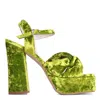 Terry De Havilland Women's Tyla Green Velvet Platform Block Heel In Green