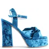 Terry De Havilland Women's Tyla Midnight Blue Velvet Platform Heel In Blue