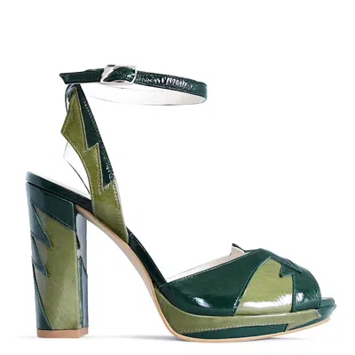 Terry De Havilland Women's Zia Mid Green Platform Block Heel