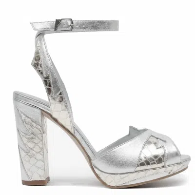 Terry De Havilland Women's Zia Mid Silver Platform Block Heels