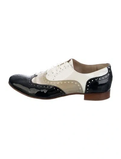 Pre-owned Terry Patent Leather Colorblock Pattern Oxfords In Blue