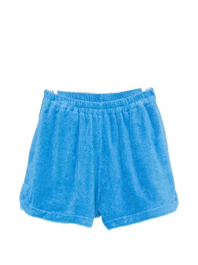 Terry Puesto Corsa Side-stripe Shorts In Blue