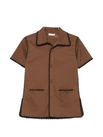 Terry Puesto Crochet-trim Shirt In Brown
