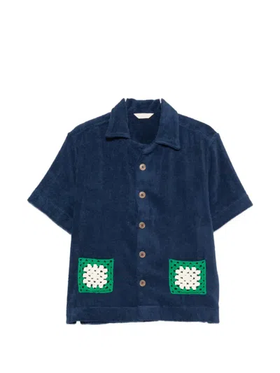 Terry Puesto Crochet-trim-detail Shirt In Blue