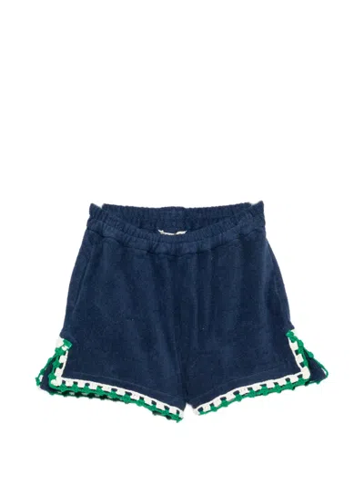 Terry Puesto Estate Crochet-trim Shorts In Blue