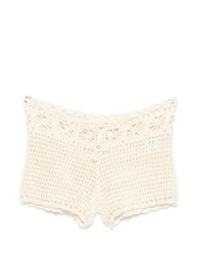 Terry Puesto Lido Crochet-knit Shorts In Neutral