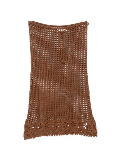 Terry Puesto Sara Crochet-knit Skirt In Brown