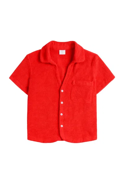 Terry Red  Towelling Shirt For Women