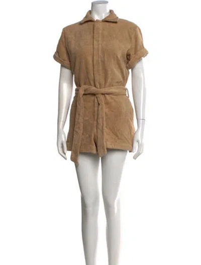 Pre-owned Terry Romper In Brown