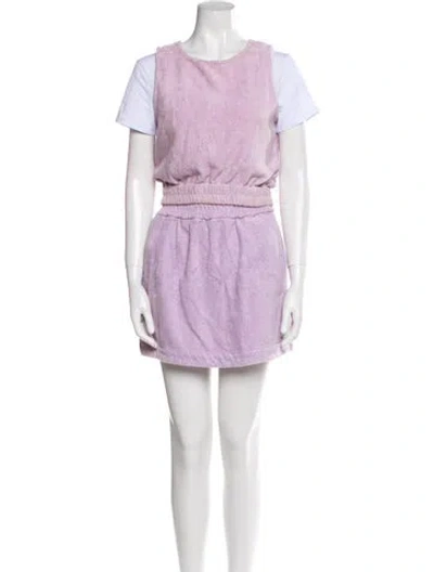 Pre-owned Terry Scalloped Accent Short Set In Purple