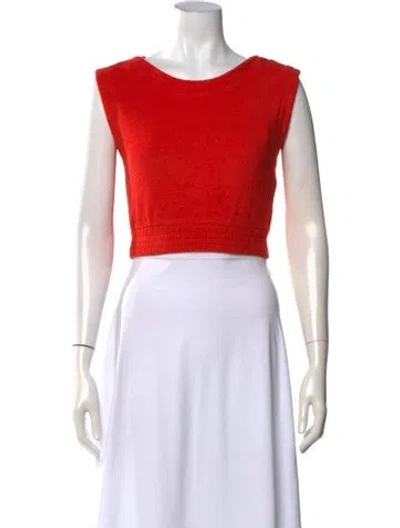 Pre-owned Terry Scoop Neck Sleeveless Top In Red