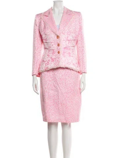 Pre-owned Terry Silk Printed Skirt Set In Pink