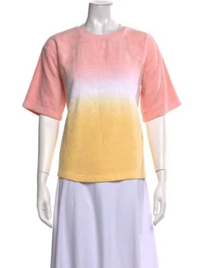 Pre-owned Terry Tie-dye Print Crew Neck T-shirt In Yellow