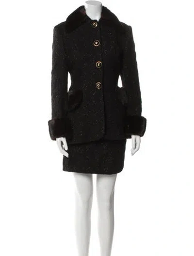 Pre-owned Terry Vintage Wool Skirt Set In Black