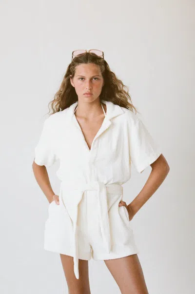 Terry White Playsuit In  Towelling
