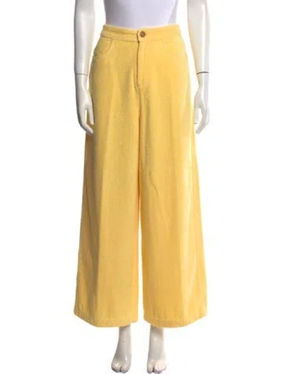 Pre-owned Terry Wide Leg Pants In Yellow