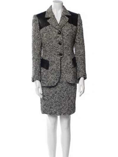 Pre-owned Terry Wool Tweed Pattern Skirt Suit In Multi