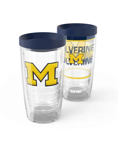 Tervis Michigan Wolverines 2-pack 16oz. Competitor Emblem Tumbler Set In Transparent
