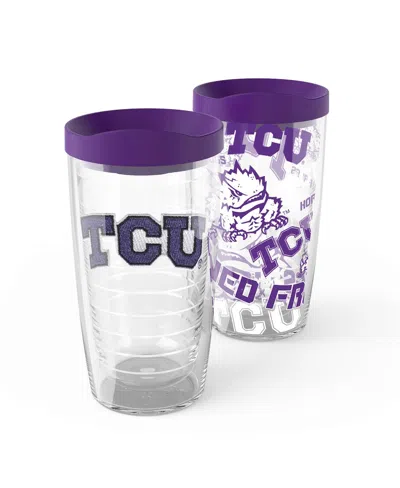 Tervis Tcu Horned Frogs 2-pack 16oz. Competitor Emblem Tumbler Set In Transparent