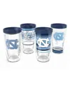 Tervis Tumbler North Carolina Tar Heels Four-pack 16 oz Classic Tumbler Set In Clear,navy