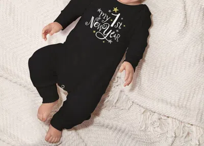 Tesa Babe Kids' Baby Girl My First New Year Romper In Black/grey