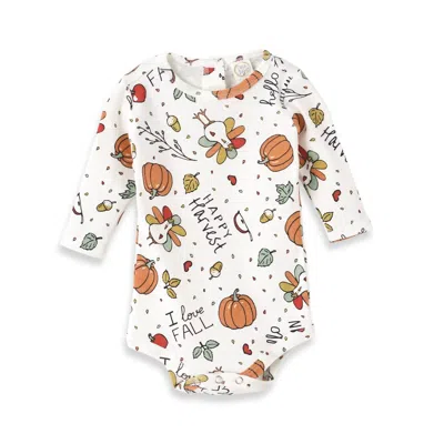 Tesa Babe Kids' Baby Girl Or Boy Happy Harvest Long Sleeve Onesie In Ivory/orange/red In Green