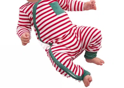 Tesa Babe Kids' Baby Unisex Holiday Stripes Romper In Red/green/ivory In Purple