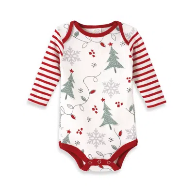 Tesa Babe Kids' Christmas Lights Unisex Onesie In White/red In Multi