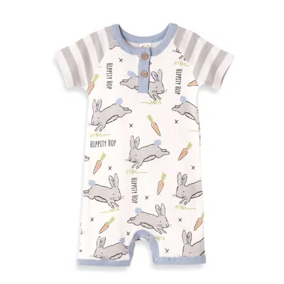 Tesa Babe Kids' Easter Parade Henley Shortie Romper For Baby Boys In Blue/ivory In Multi