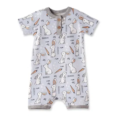 Tesa Babe Kid's Cottontail Crew Shorty Henley Romper In Blue In Gray