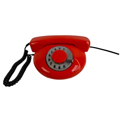 Pre-owned Tesla Midcentury Rotary Desk Telephone, Orange, Czechoslovakia, 1970s In Red