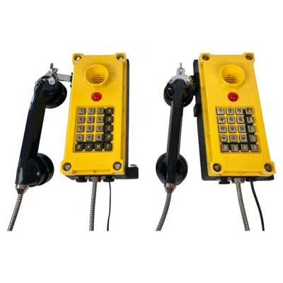 Pre-owned Tesla Two  Industry Telephones In Bright Yellow , Wall Mount