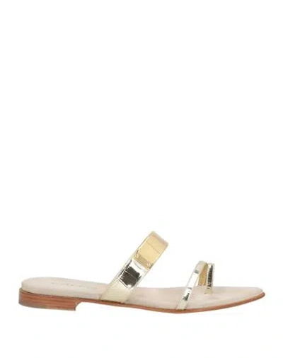Tesorone® Tesorone Woman Thong Sandal Gold Size 7 Leather