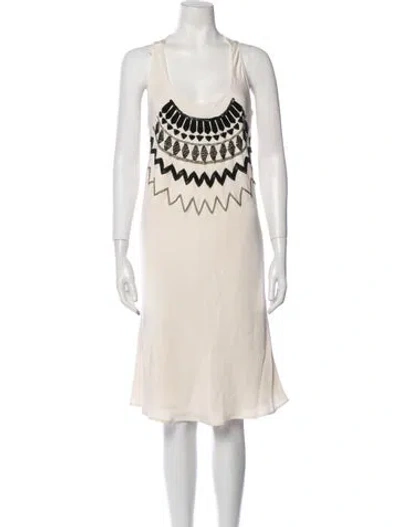 Pre-owned Tess Giberson Linen Midi Length Dress In Neutral